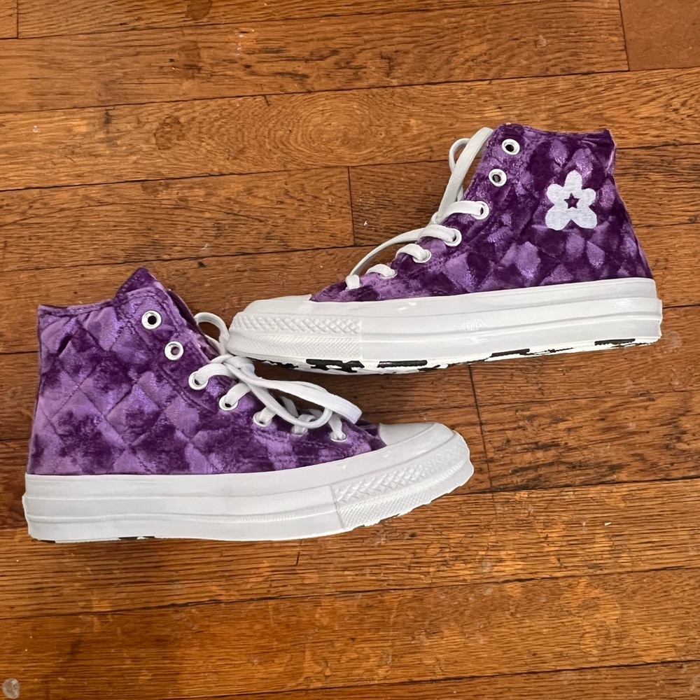 * NWB* Converse x Golf Le Fleur Purple Velvet High Tops | Sz 7 - Picture 3 of 9
